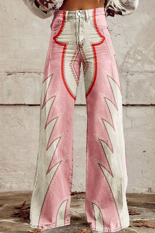 Western Boots Stitched Wide-Leg Pants
