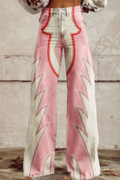Western Boots Stitched Wide-Leg Pants