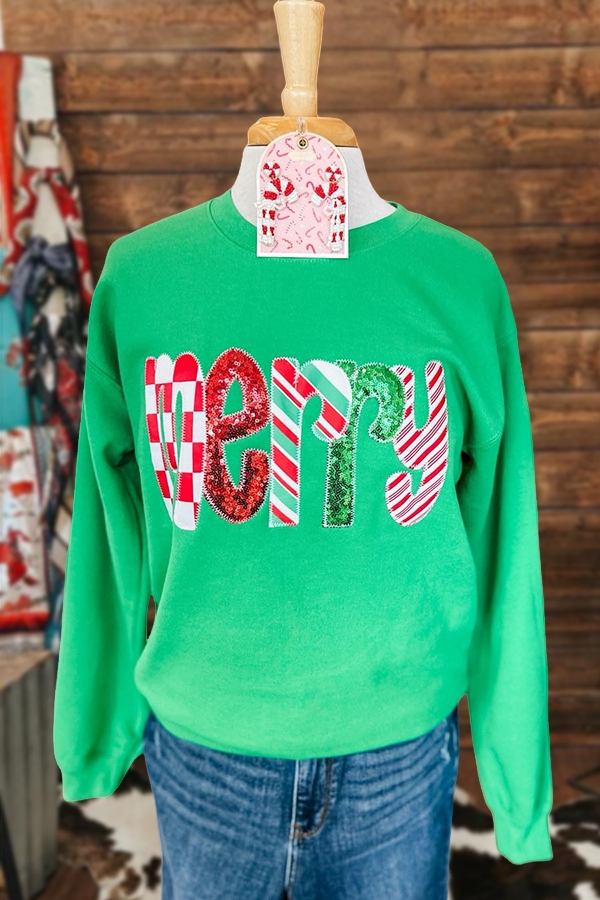 Christmas Candy Cane Merry Sweatshirt