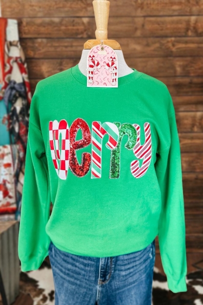 Christmas Candy Cane Merry Sweatshirt