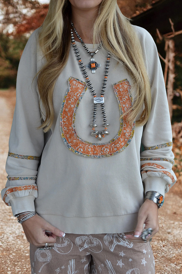Western Floral Horseshoe Sweatshirt