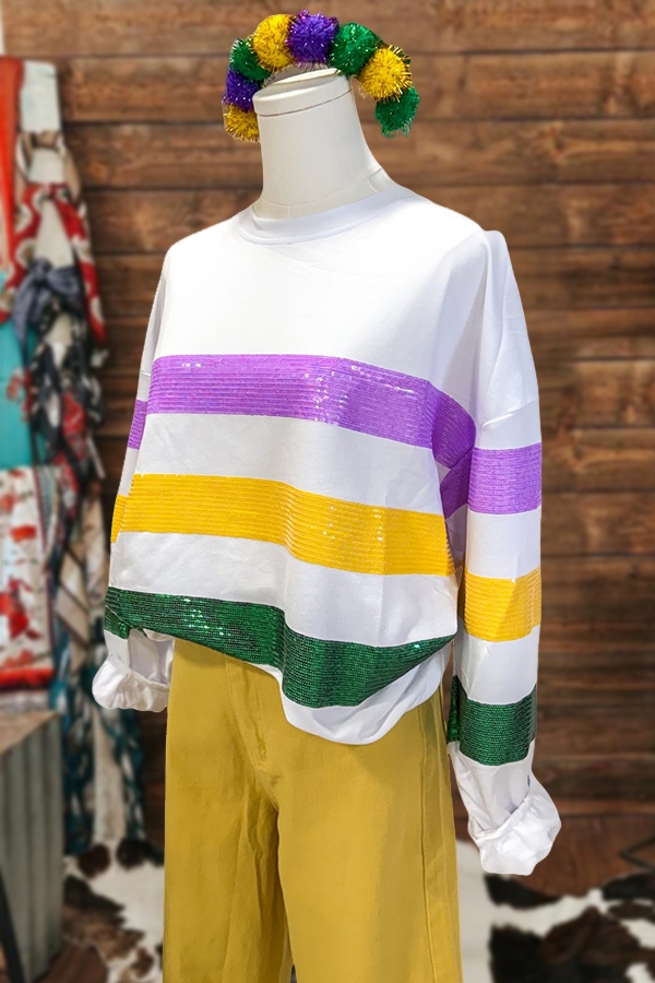 Mardi Gras Striped Sweatshirt