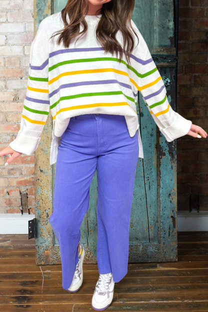 Mardi Gras Striped Sweater