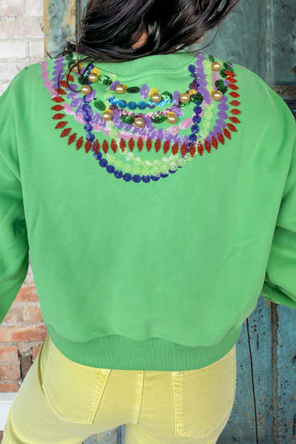 Queen Card Beaded Mardi Gras Sweatshirt