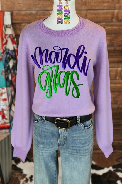 Sparkling Mardi Gras Sweater