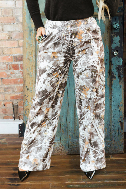 Camouflage High-Waisted Wide-Leg Pants