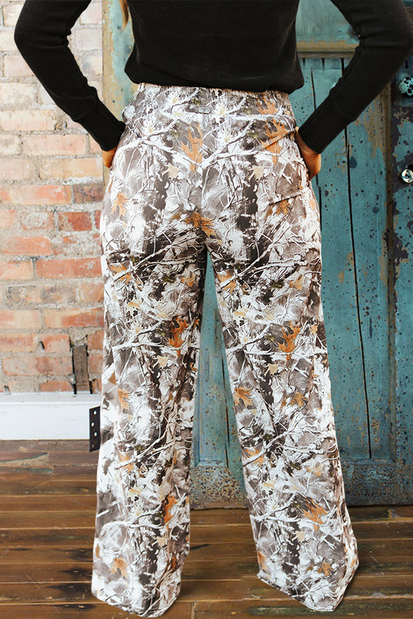 Camouflage High-Waisted Wide-Leg Pants