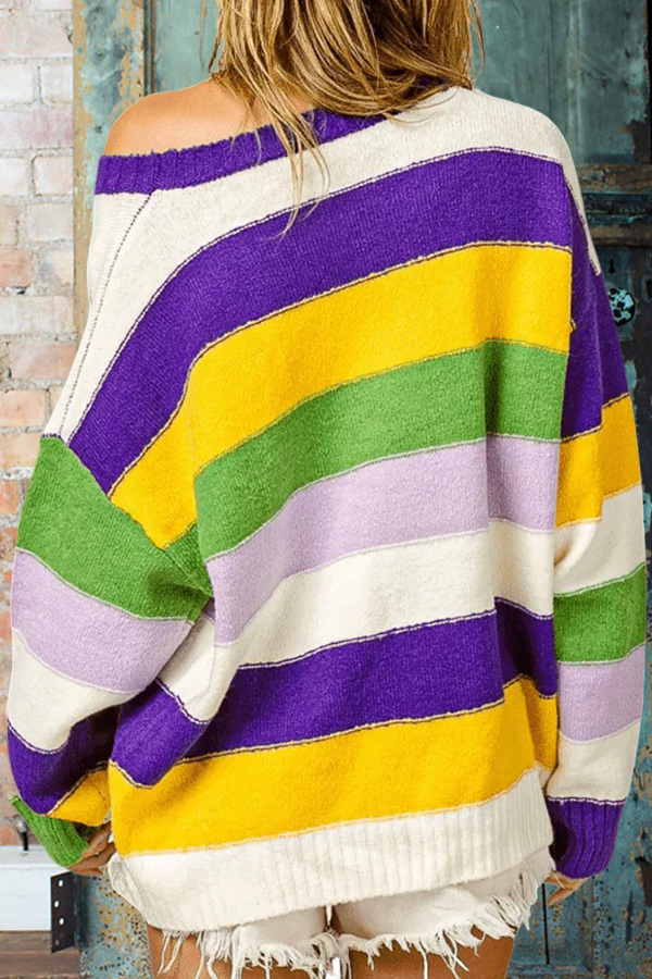 Mardi Gras Striped Sweater