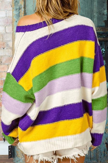 Mardi Gras Striped Sweater