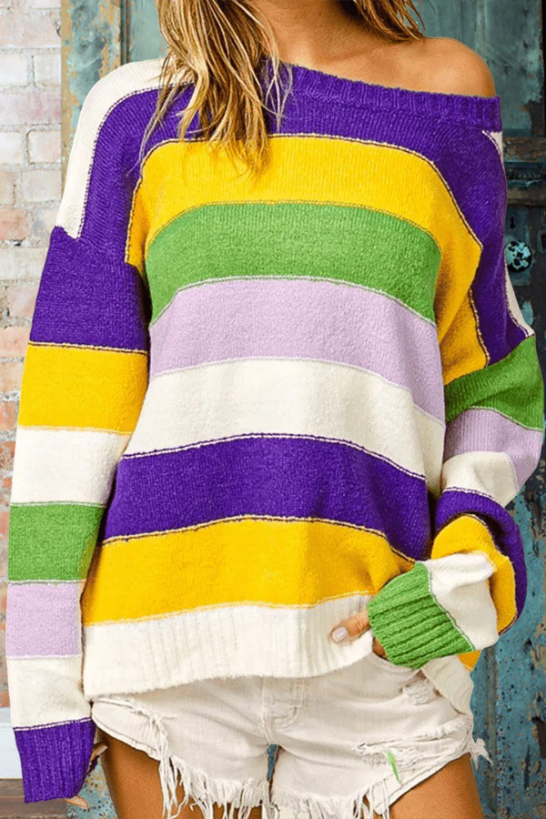 Mardi Gras Striped Sweater