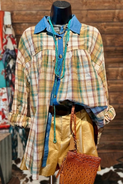 Plaid Patchwork Shirt
