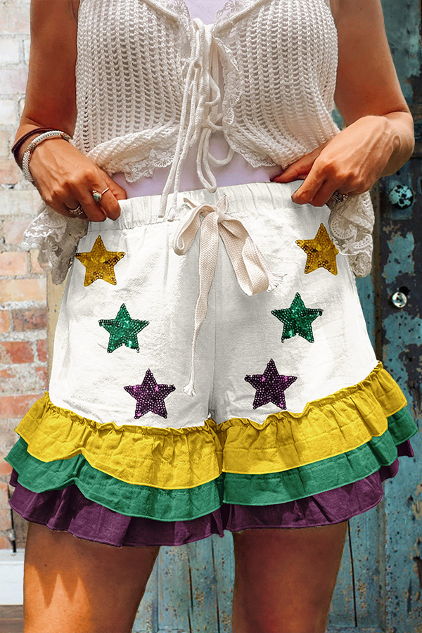 Mardi Gras Star Ruffled Shorts