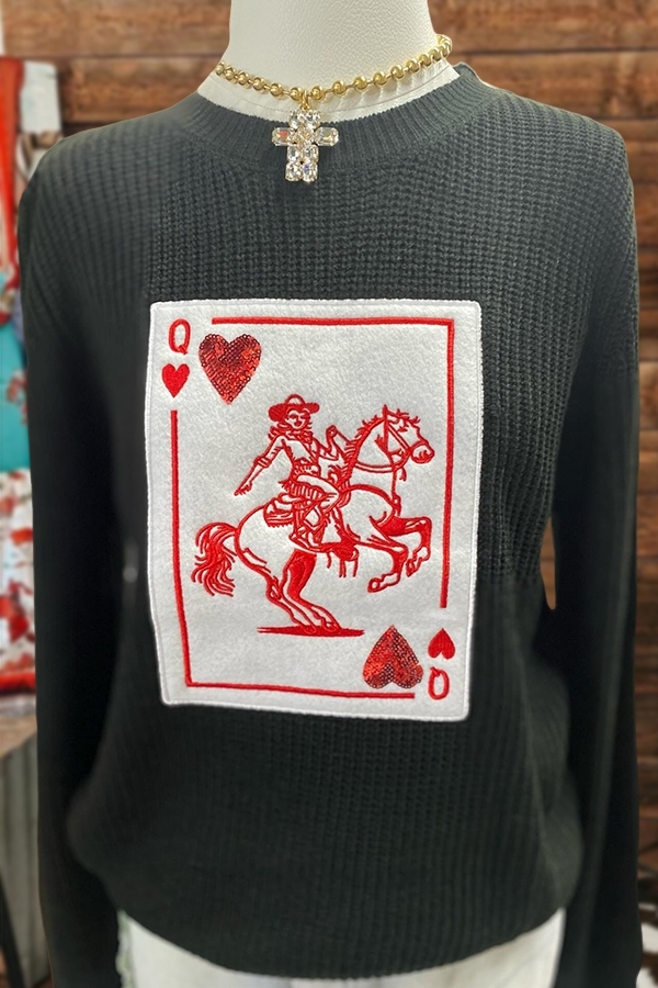 Women's sweater | Valentine's Day Western Cowgirl Queen Card Sweater |westernfeelings