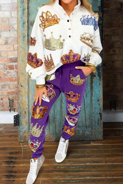 Mardi Gras Sparkling Crown Sweatpants