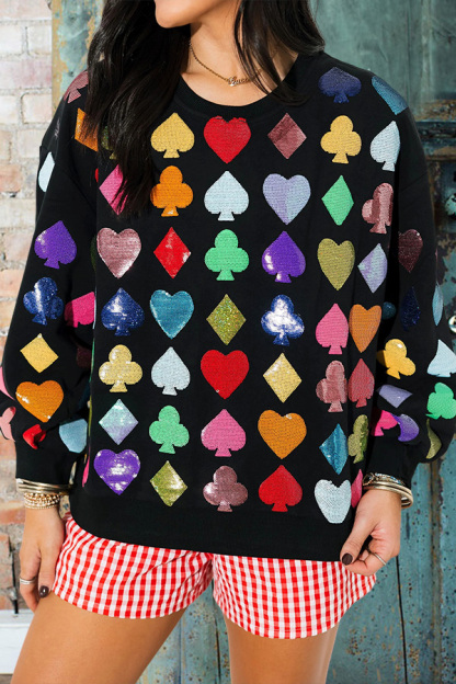 Sparkling Playing Card Suit Pattern Sweatshirt