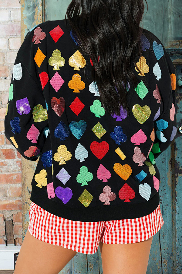 Sparkling Playing Card Suit Pattern Sweatshirt
