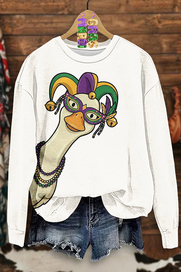 Mardi Gras Goose Funny Sweatshirt