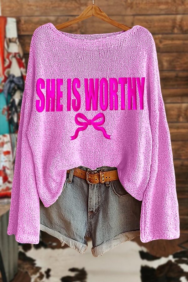 Valentine's Day She Is Worthy Sweater