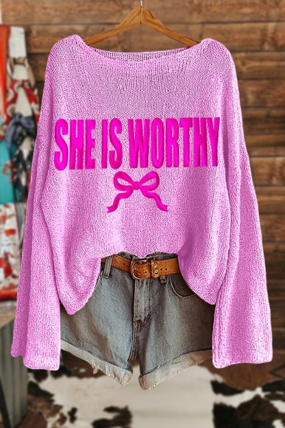 Valentine's Day She Is Worthy Sweater