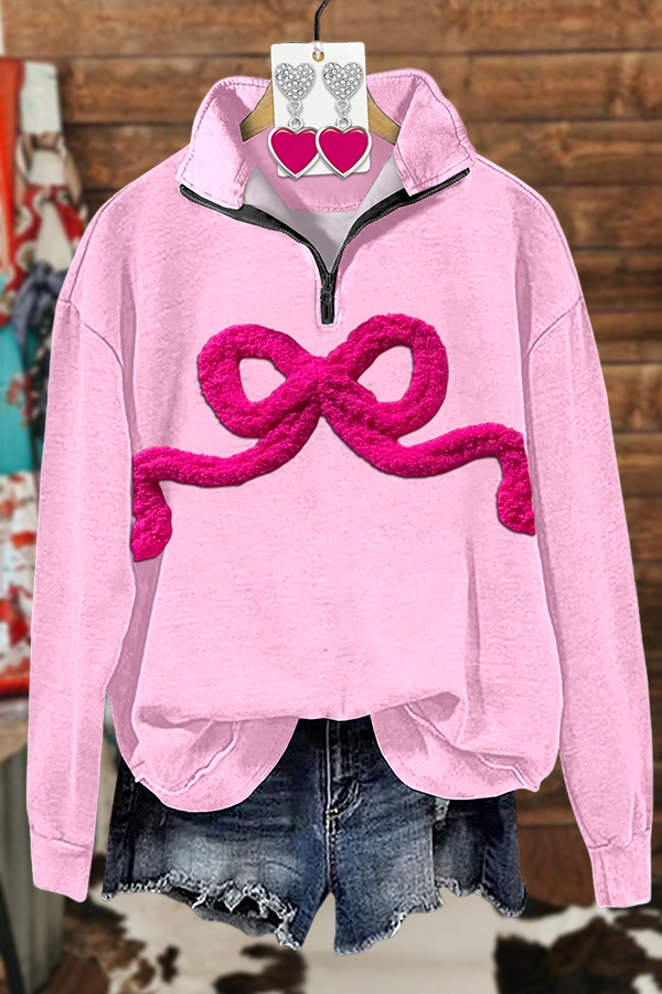 Valentine's Day Bowk Zipper Sweatshirt