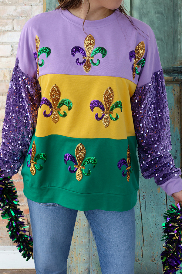 Women's sweatshirt | Mardi Gras Sparkling Iris Sweatshirt |westernfeelings