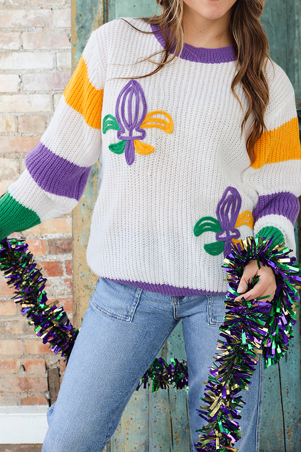 Women's sweater | Mardi Gras Iris Sweater |westernfeelings