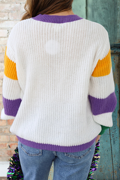 Mardi Gras Iris Sweater