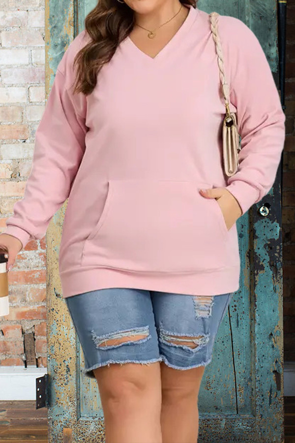V-Neck Pocketed Pullover Sweatshirt