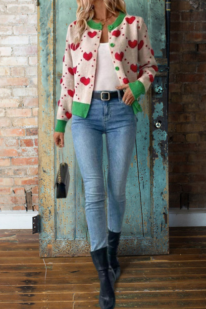 Valentine's Day 3D Heart Knit Cardigan