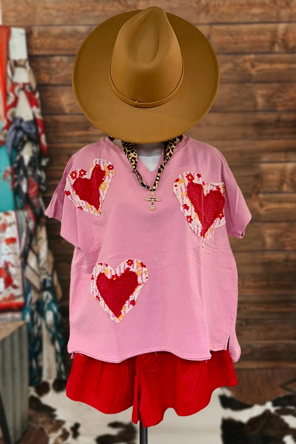 Valentine's Day V-Neck Heart T-Shirt