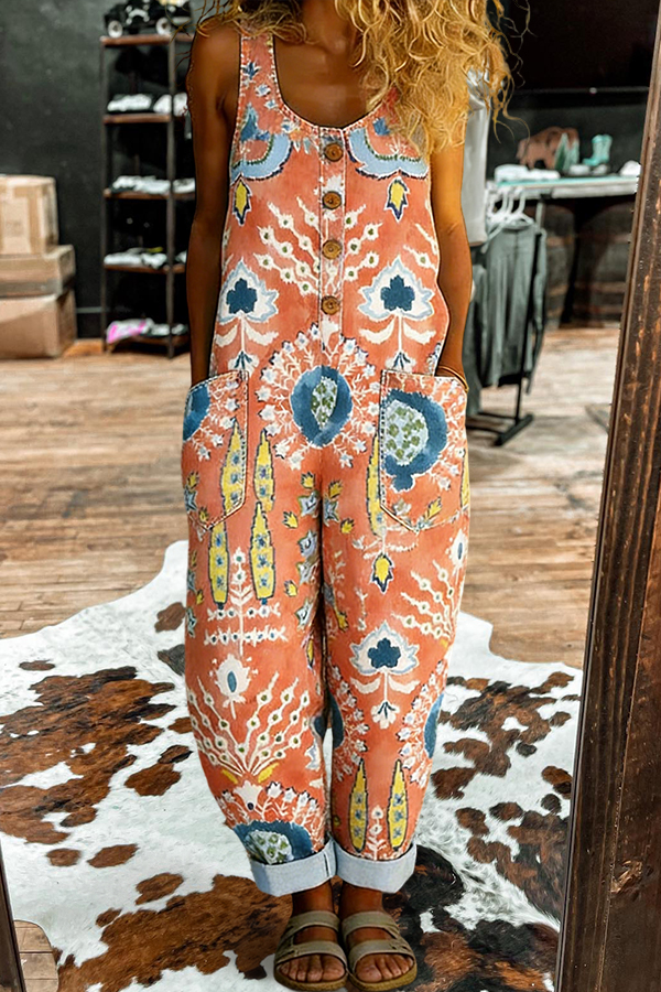 Suzani Sleeveless Washed Cotton Denim Jumpsuit