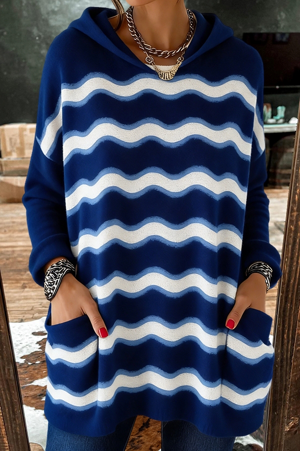 Striped Casual Hooded Sweater