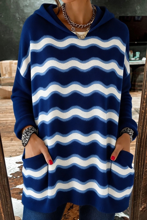 Striped Casual Hooded Sweater