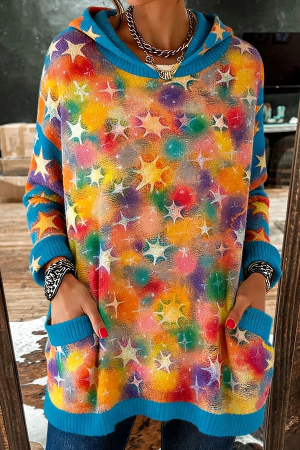 Colorful Star Hooded Sweater
