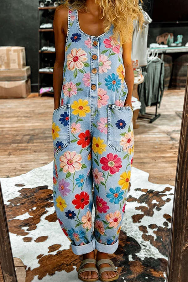 Multicolor Floral Sleeveless Jumpsuit