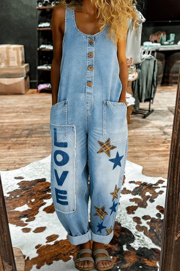Love Stars Sleeveless Jumpsuit