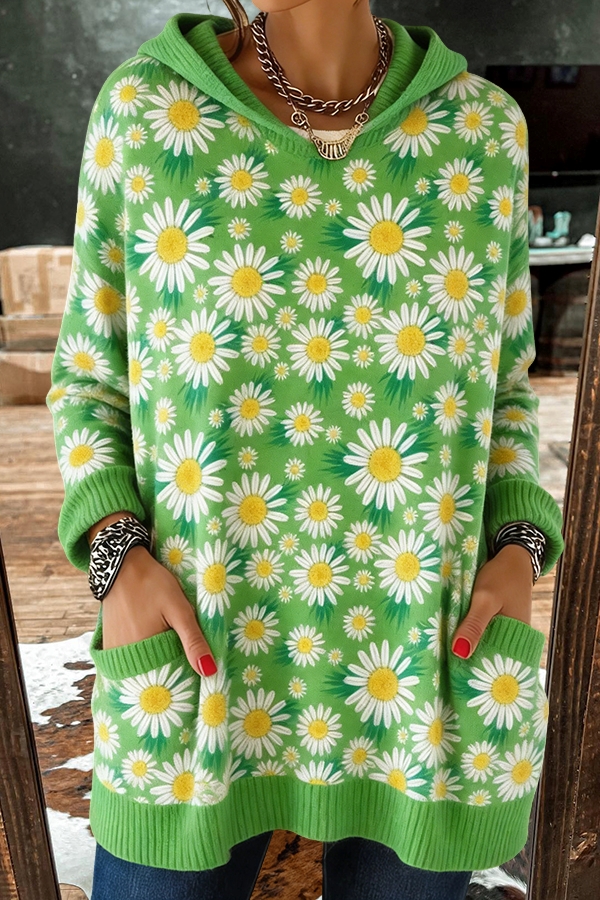 Spring Daisy Hooded Sweater