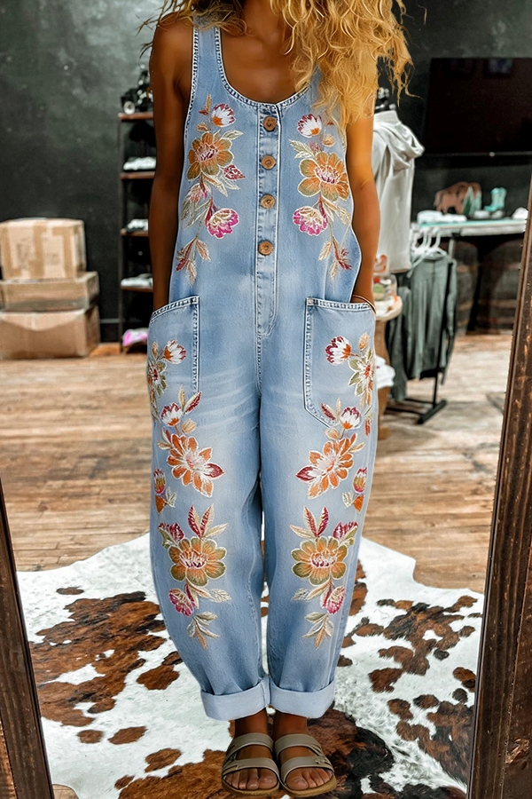 Elegant Floral Sleeveless Jumpsuit