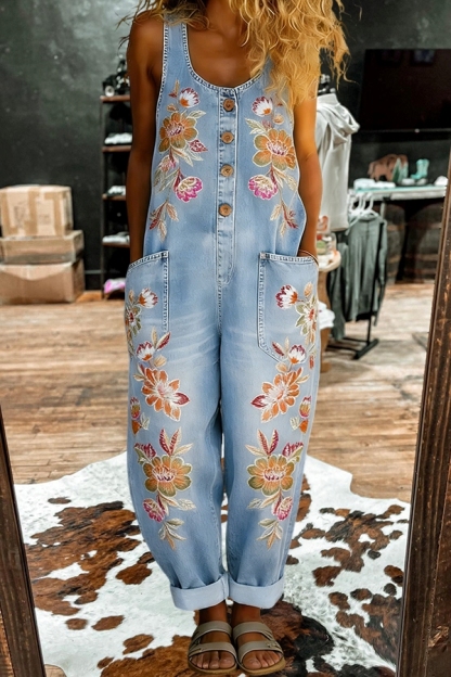 Elegant Floral Sleeveless Jumpsuit