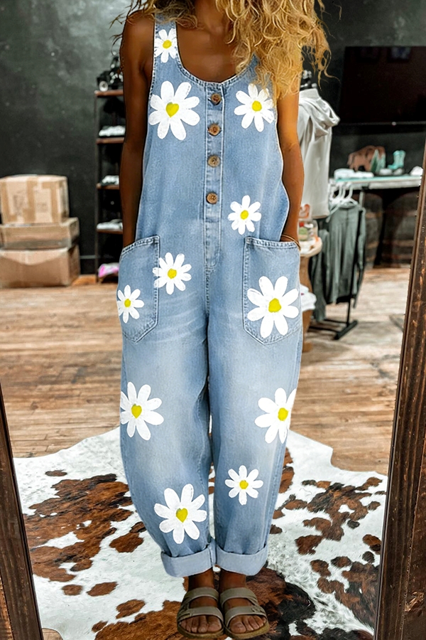 Spring Daisy Sleeveless Jumpsuit