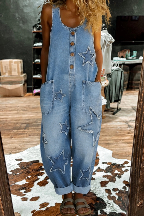 Star Patterned Sleeveless Jumpsuit