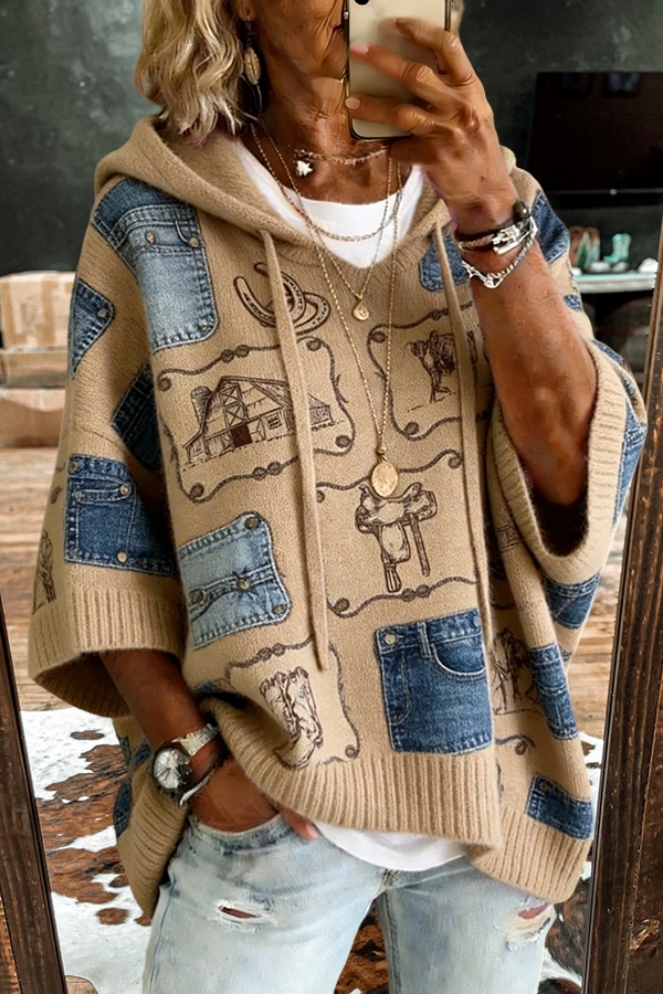 Western Saddle Hooded Sweater