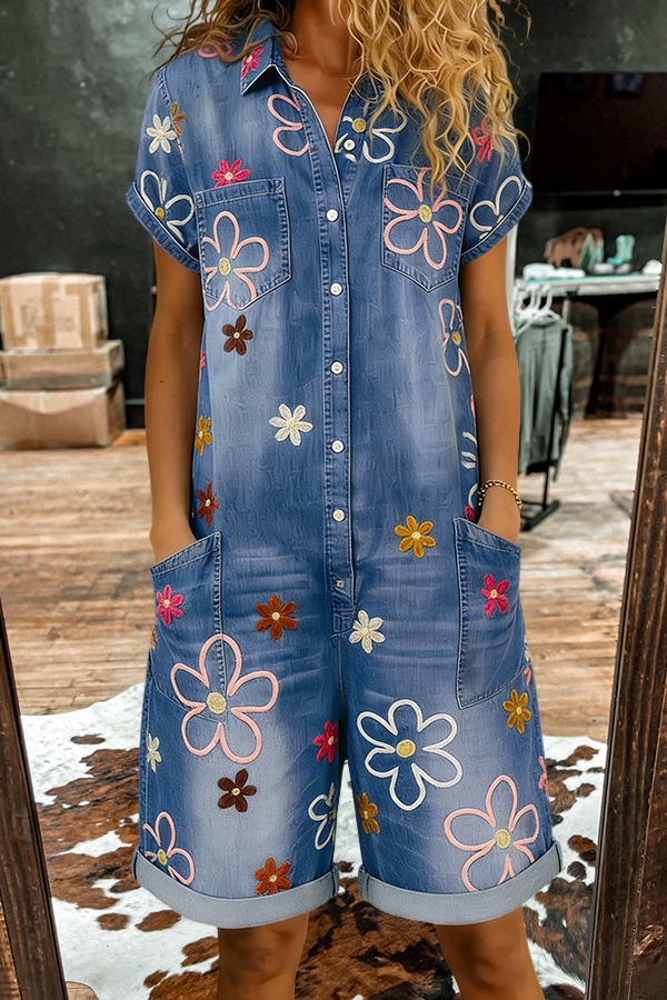 Colorful Floral Spring Romper