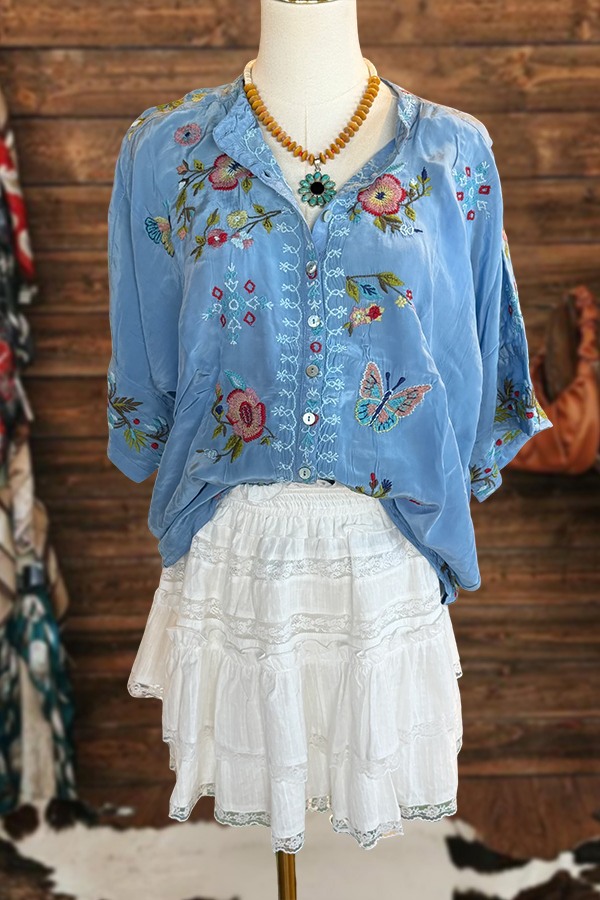 Spring Garden Butterfly Flower Top