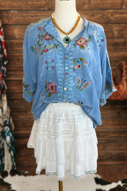 Spring Garden Butterfly Flower Top