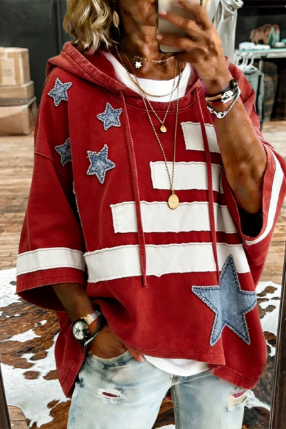 American Flag Striped Star Hoodie
