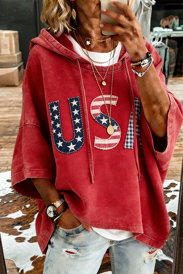 USA Flag Hooded Top