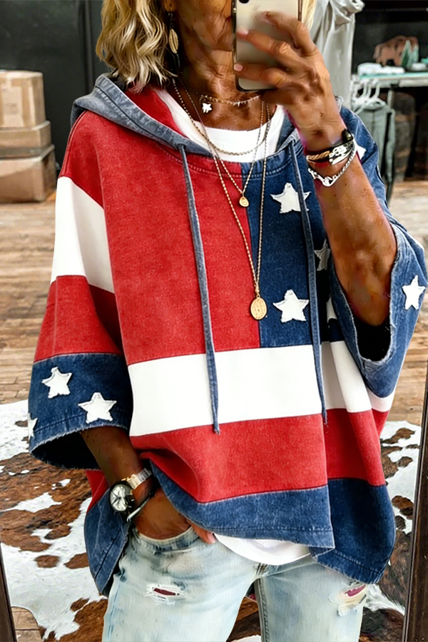Red White Blue American Flag Hoodie