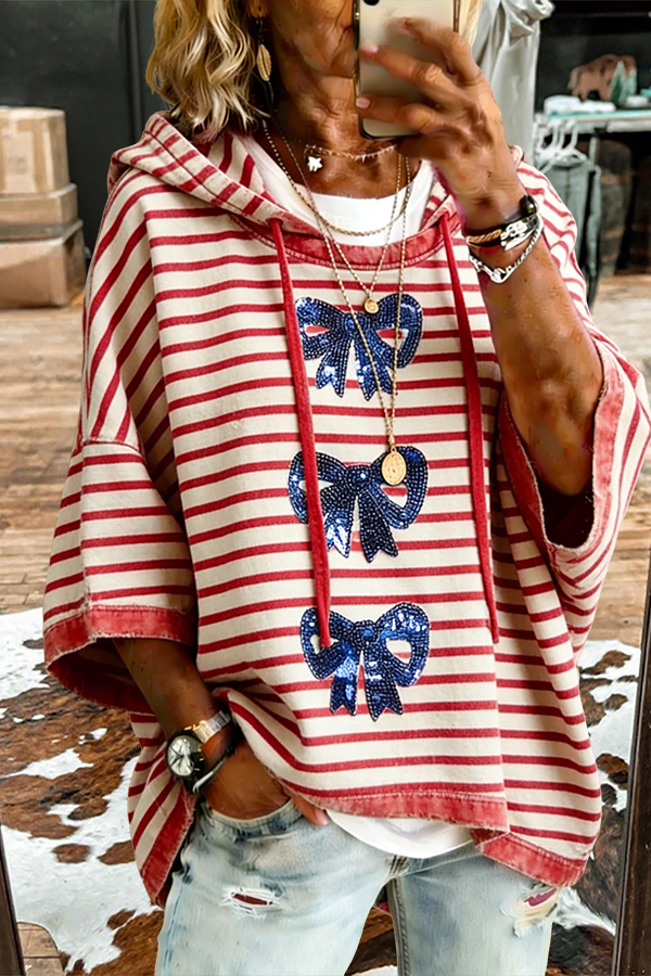 Striped Bow American Flag Hoodie