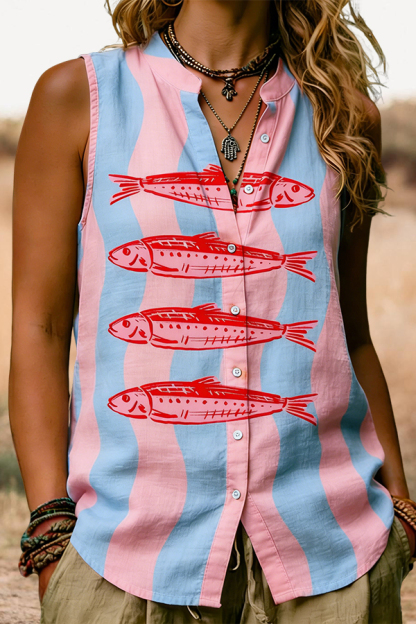 Retro Color Blocked Fish Vest